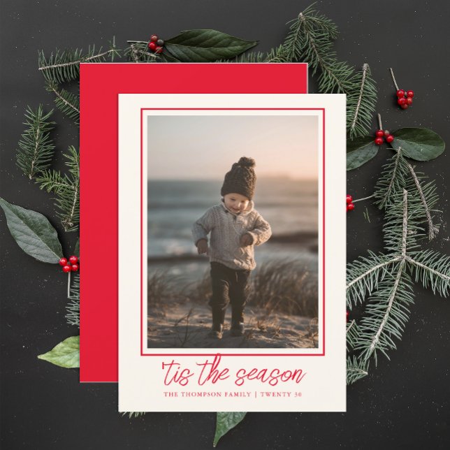 Personalised Elegant Stylish Cute Red Christmas  Holiday Card (Creator Uploaded)