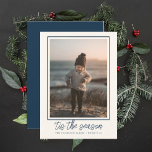 Personalised Elegant Stylish Navy Blue Christmas Holiday Card