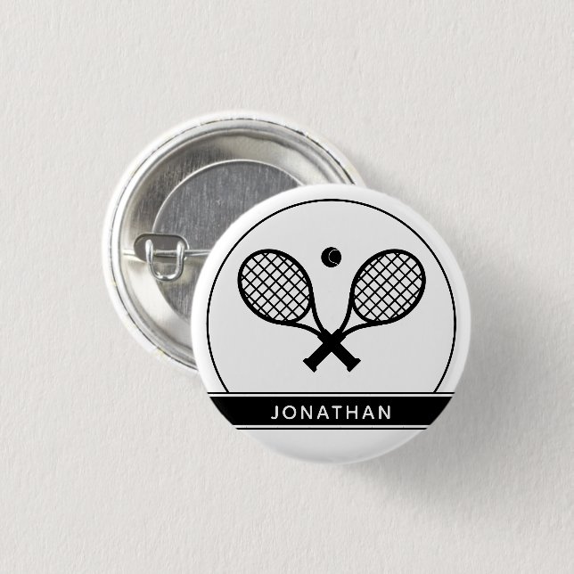 Personalised Elegant Tennis Racket and Ball Cute 3 Cm Round Badge (Front & Back)