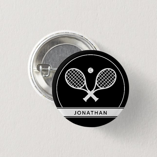 Personalised Elegant Tennis Racket and Ball Cute 3 Cm Round Badge (Front & Back)