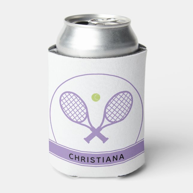 Personalised Elegant Tennis Racket and Ball Cute Can Cooler (Can Front)
