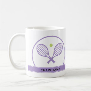 Personalised Elegant Tennis Racket and Ball Cute Coffee Mug