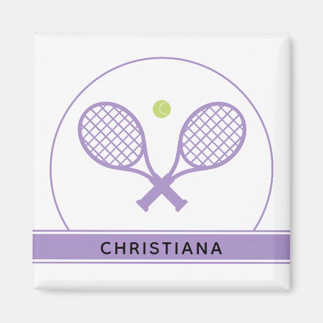 Personalised Elegant Tennis Racket and Ball Cute Magnet (Front)