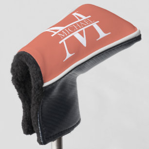 Personalised Elegant Terracotta Monogram and Name Golf Head Cover