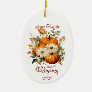 Personalised Elegant Thanksgiving Entertaining Ceramic Ornament