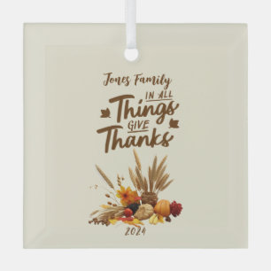 Personalised Elegant Thanksgiving Entertaining Glass Tree Decoration