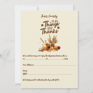 Personalised Elegant Thanksgiving Entertaining Invitation