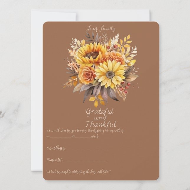Personalised Elegant Thanksgiving Entertaining Invitation (Front)