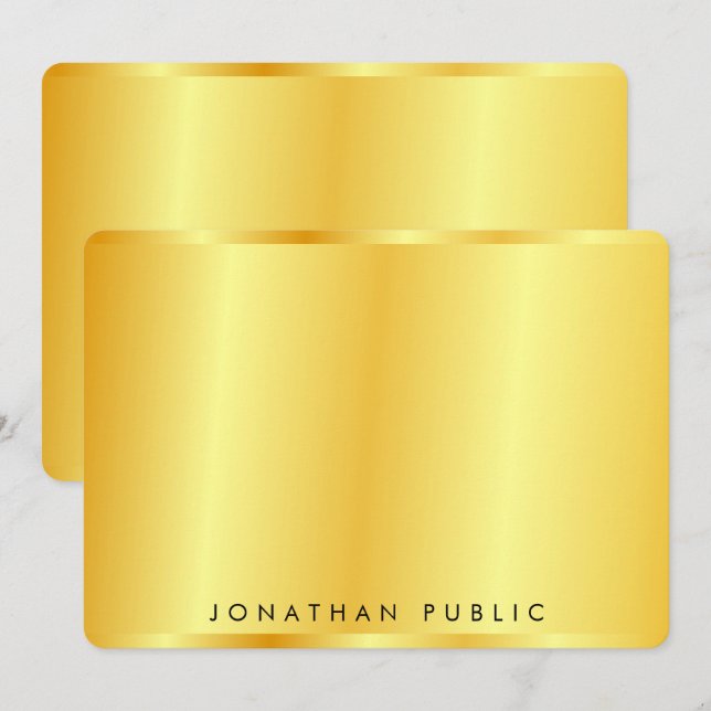 Personalised Elegant Trendy Gold Metallic Look Card (Front/Back)