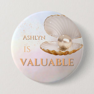 Personalised Elegant Valuable Pearl Affirmation 7.5 Cm Round Badge