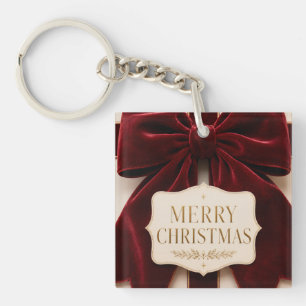 Personalised Elegant Velvet Bow Christmas Style Key Ring