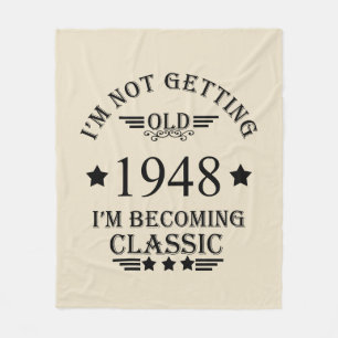 Personalised elegant vintage 75th birthday fleece blanket