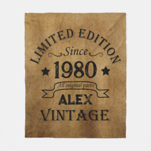 Personalised elegant vintage birthday gift fleece blanket