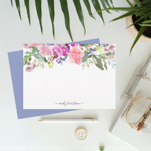 Personalised Elegant Watercolor Floral Note Card