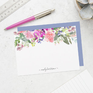 Personalised Elegant Watercolor Floral Note Card