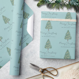 Personalised Elegant Watercolor Tree Christmas Wrapping Paper