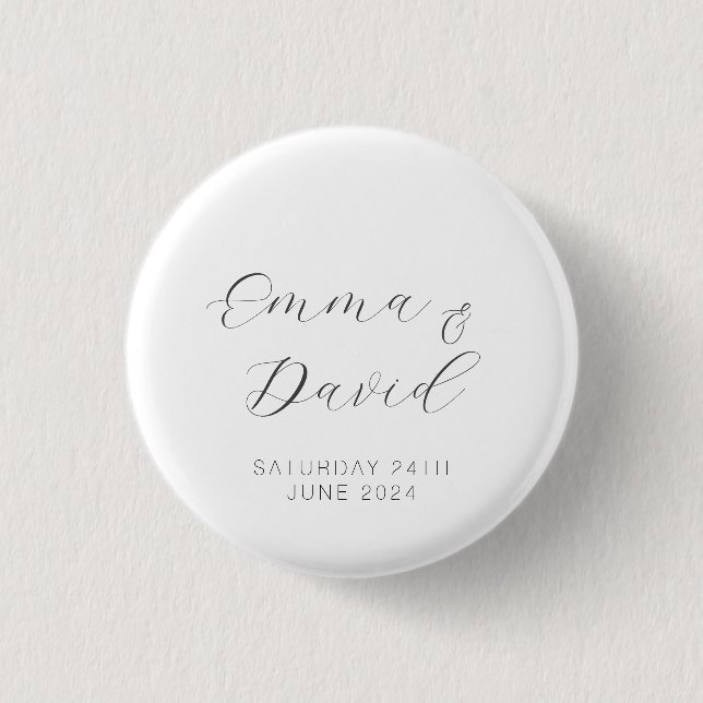Personalised Elegant Wedding 3 Cm Round Badge (Front)
