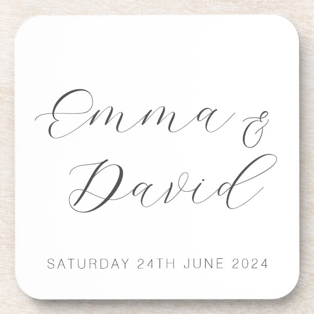 Personalised Elegant Wedding Coaster (Front)