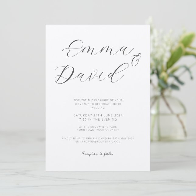 Personalised Elegant Wedding Invitation (Standing Front)