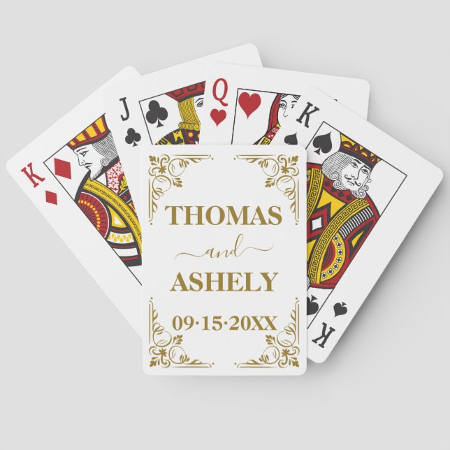Personalised Elegant Wedding Monogram Playing Cards (Back)