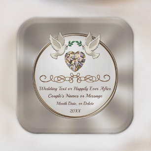 Personalised, Elegant Wedding Paper Plates, Custom Paper Plate