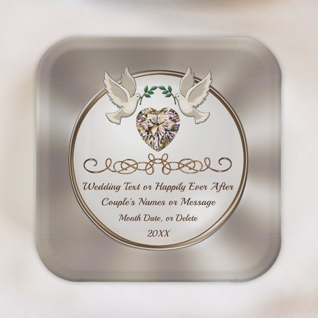 Personalised, Elegant Wedding Paper Plates, Custom Paper Plate (Creator Uploaded)