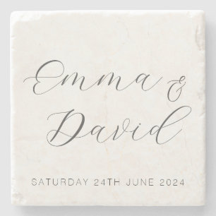 Personalised Elegant Wedding Stone Coaster