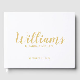 Personalised Elegant White and Gold Wedding Guest Book