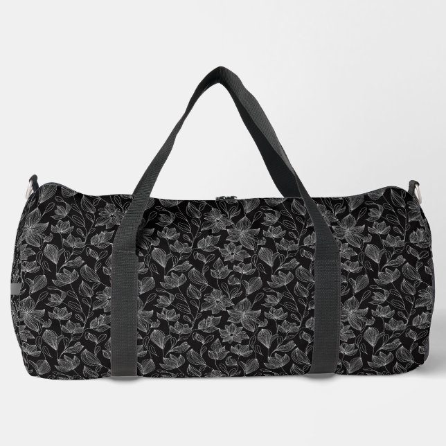 Personalised Elegant White Floral Duffle Bag (Front)