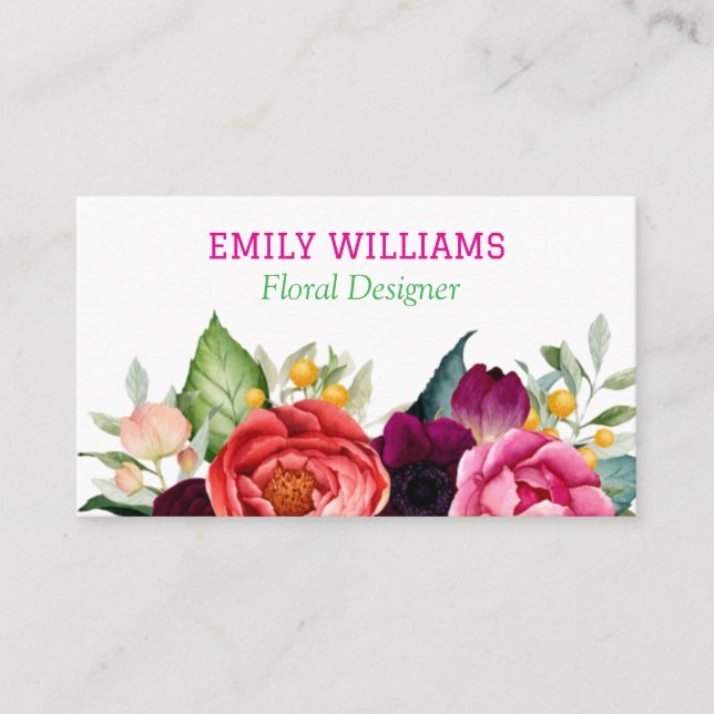 Personalised Elegant Wildflower Floral  Business Card (Front)