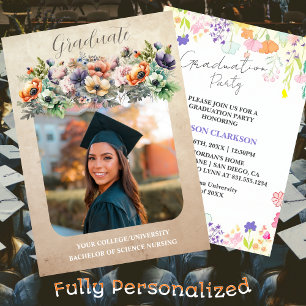 Personalised Elegant Wildflower Graduation Party Invitation