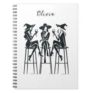 Personalised, Elegant Witches Wine Night, Modern Notebook