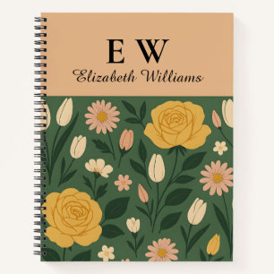 Personalised Elegant Yellow Rose Floral Notebook