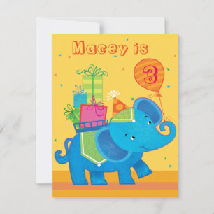 Personalised Elephant Birthday Invitation