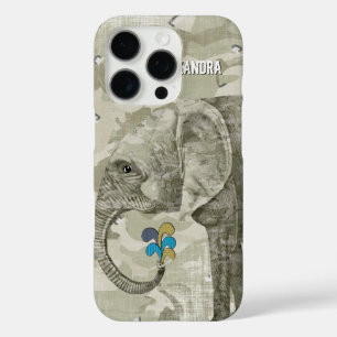 Personalised Elephant Camouflage iPhone 16 Pro Case