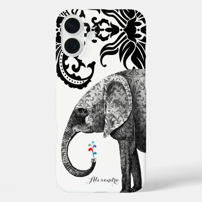 Personalised Elephant Damask  Case-Mate iPhone Case (Back)