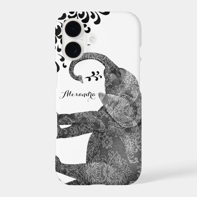 Personalised Elephant Damask iPhone 6 case (Back)
