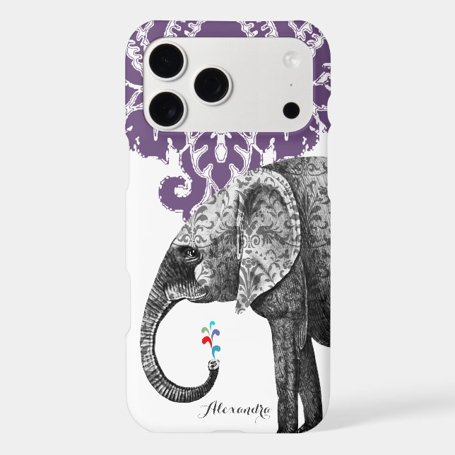 Personalised Elephant Damask iPhone 6 case (Back)