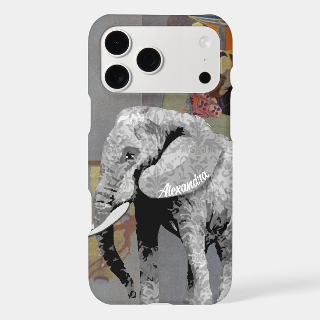 Personalised Elephant Damask iPhone 7 case (Back)