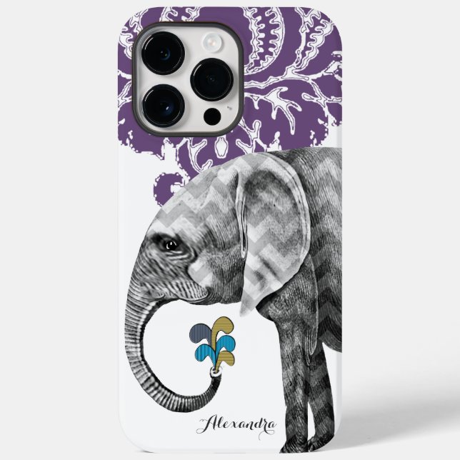 Personalised Elephant Damask iPhone 7 case (Back)