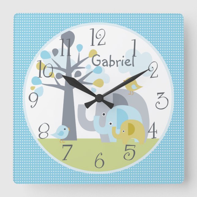 Personalised Elephant Love Elephant Nursery Clock (Front)