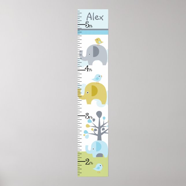 Personalised Elephant Love Growth Chart (Front)