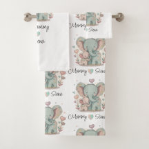 Personalised Elephant Love Towel Set