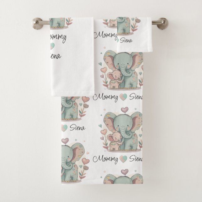 Personalised Elephant Love Towel Set (Insitu)