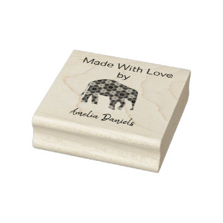 Personalised Elephant Made with Love Rubber Stamp