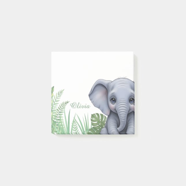 Personalised Elephant Safari Sticky Notes (Front)