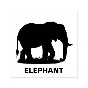 Personalised Elephant Silhouette Rubber Stamp