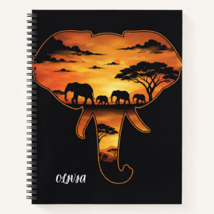 Personalised Elephant Silhouette Spiral Notebook