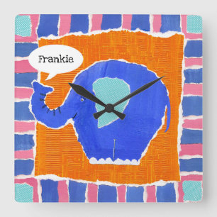 Personalised Elephant Square Wall Clock