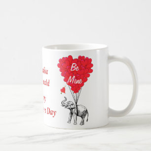 Personalised  elephant Valentines day Coffee Mug
